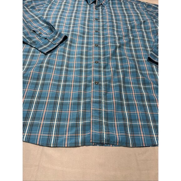 Chaps Blue Plaid Long Sleeve Casual Button Down Men's size 3XL Nylon/Polyester - Picture 7 of 16